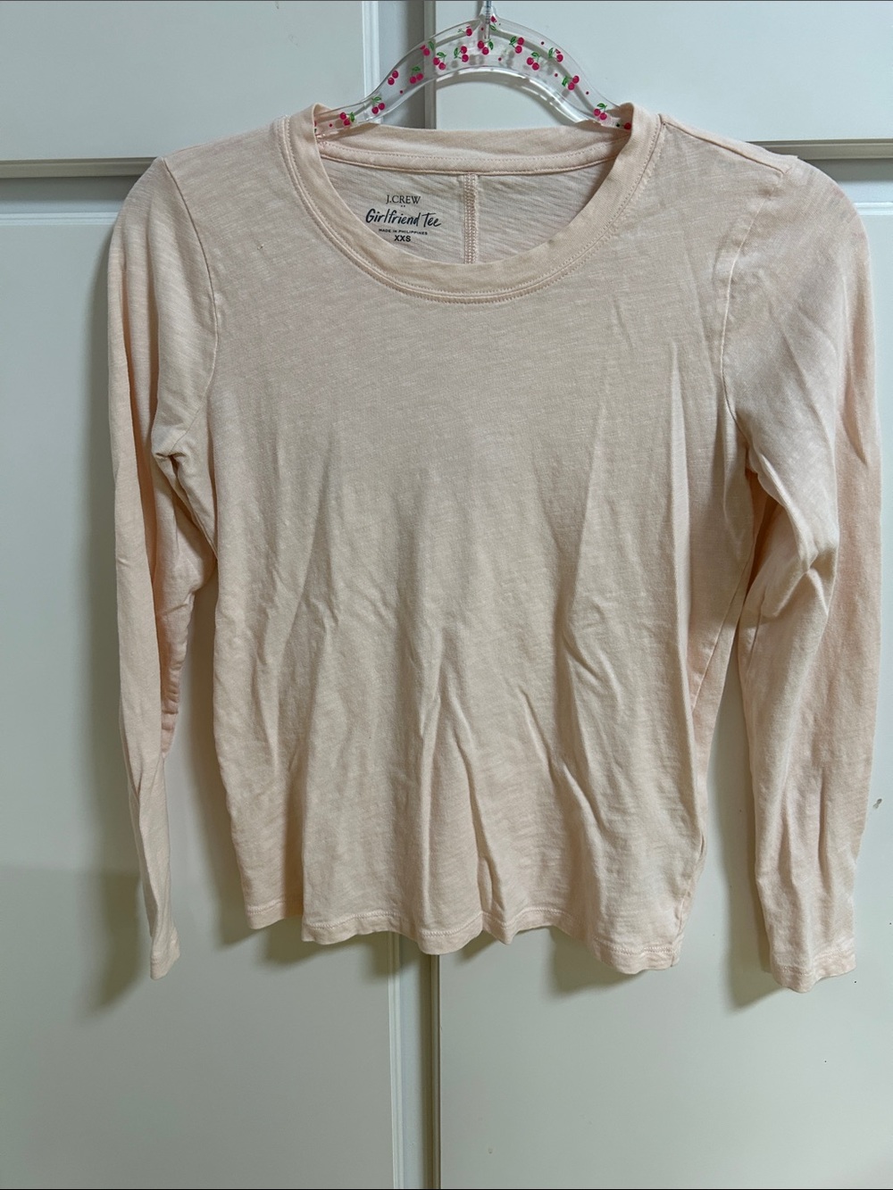 J. Crew Pale Pink Long-Sleeve Girlfriend Tee